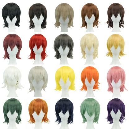 Short Bob Cosplay Wig Synthetic 12 Inch with Bangs