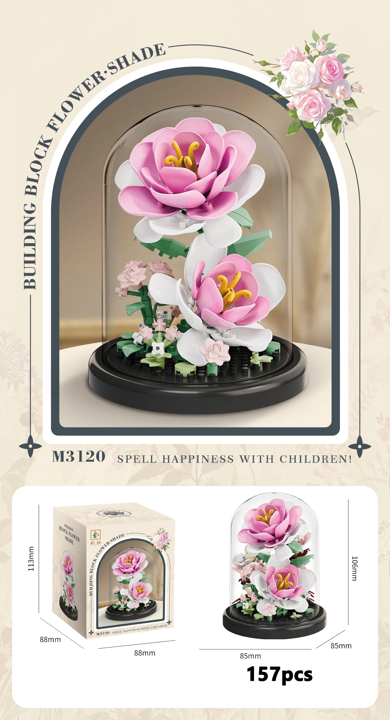 Flower Bouquet Micro Building Blocks – Bonsai Home Decor Puzzle
