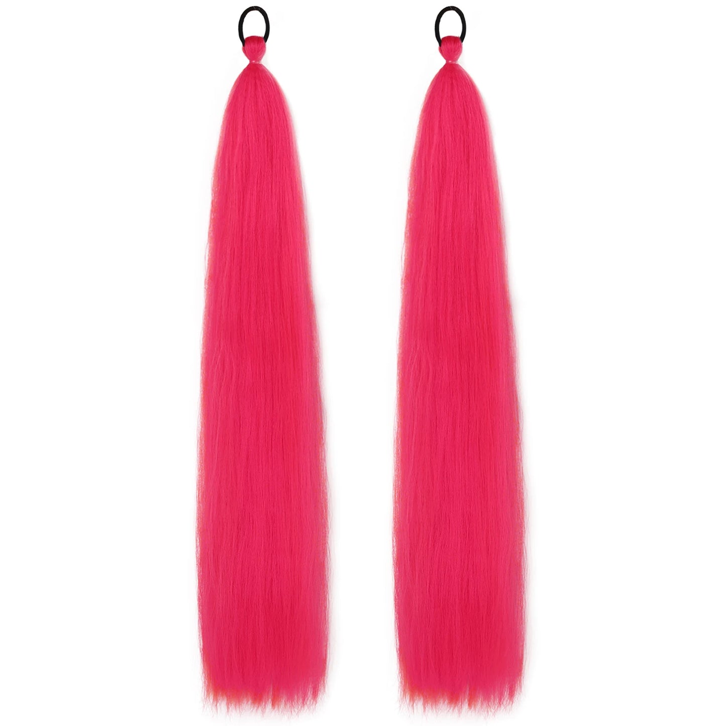 Synthetic Ponytail Extension – Long Straight Wrap-Around Hairpiece (2 Pcs)