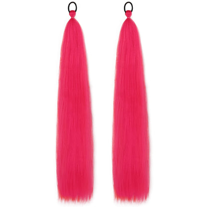 Synthetic Ponytail Extension – Long Straight Wrap-Around Hairpiece (2 Pcs)