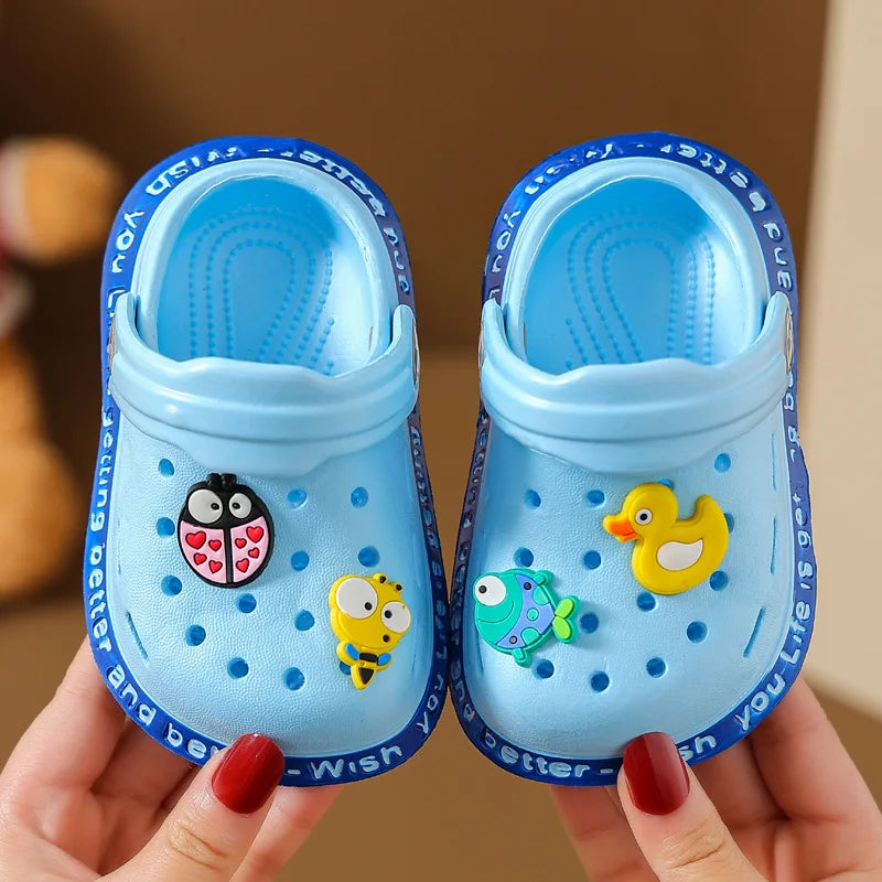 Kids Cartoon Clog Sandals – Lightweight Summer Beach Shoes with Charms