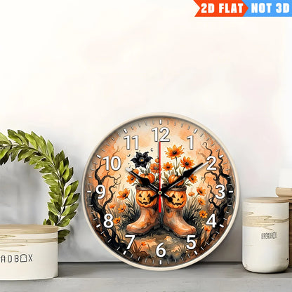 Halloween Pumpkin Wall Clock Round Decorative Home Clock