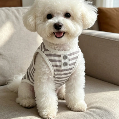 Striped Dog Vest – Breathable Summer Tank Top for Small Dogs