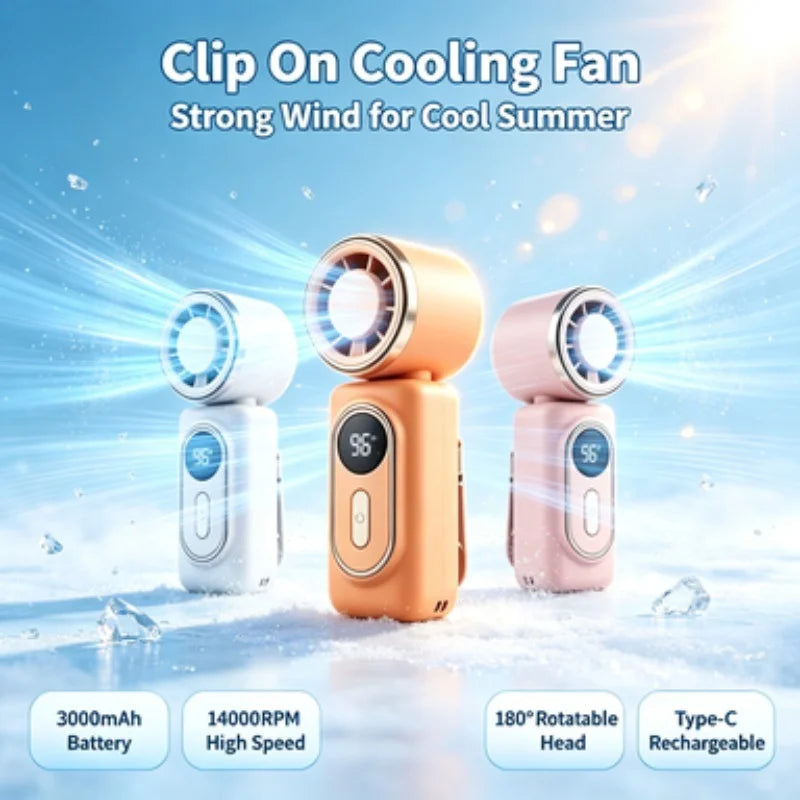 Portable Mini Handheld Fan USB-C Rechargeable Rotatable