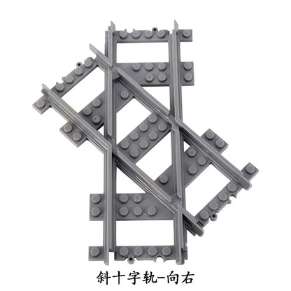 City Train Track Building Block Parts – Straight, Curved & Switch Rails