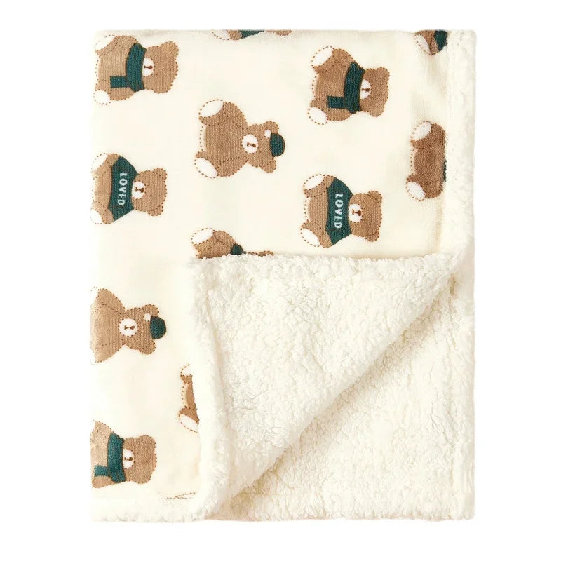 Baby Blanket Sherpa Fleece - Soft Animal Print Swaddle Wrap
