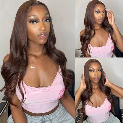 Chocolate Brown HD Lace Front Wig Body Wave Human Hair