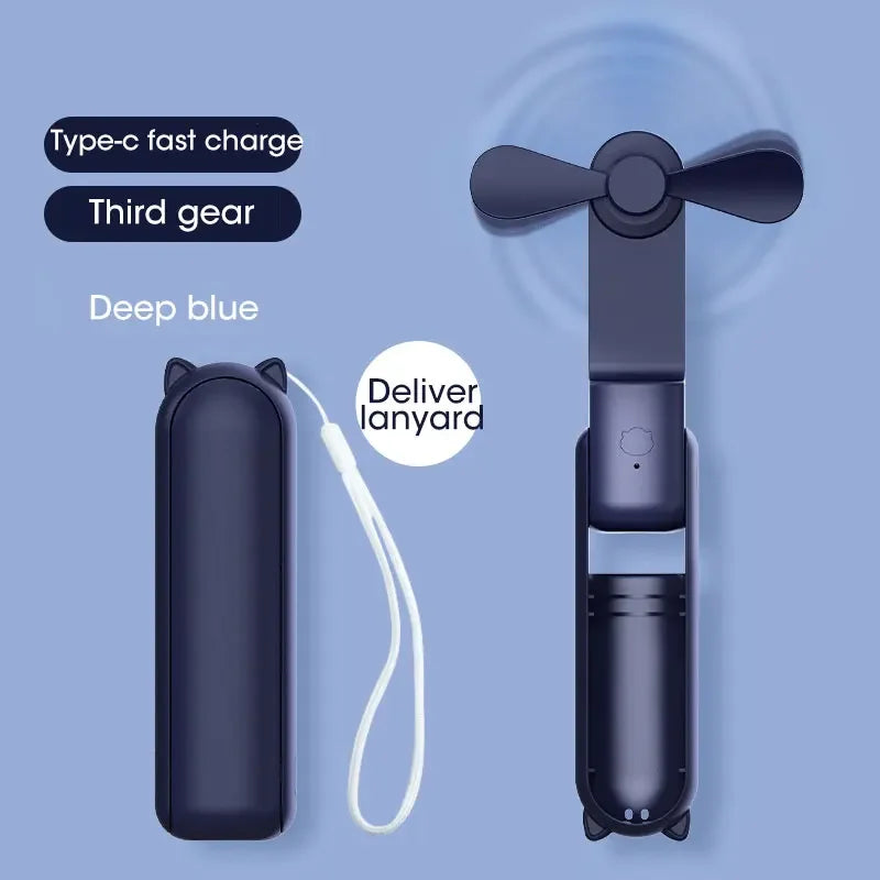 Mini Portable Handheld Fan – USB Rechargeable, Foldable & Quiet