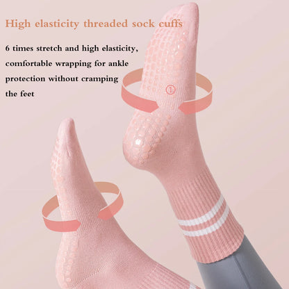 4 Pairs Women's Non Slip Pilates Yoga Grip Socks