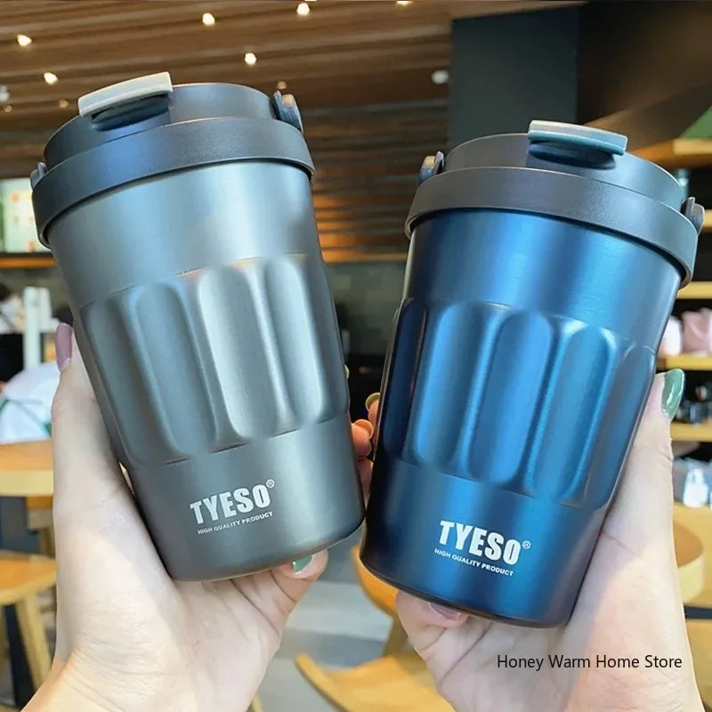 TYESO Insulated Coffee Tumbler – Stainless Steel Vacuum Flask 400ml & 500ml