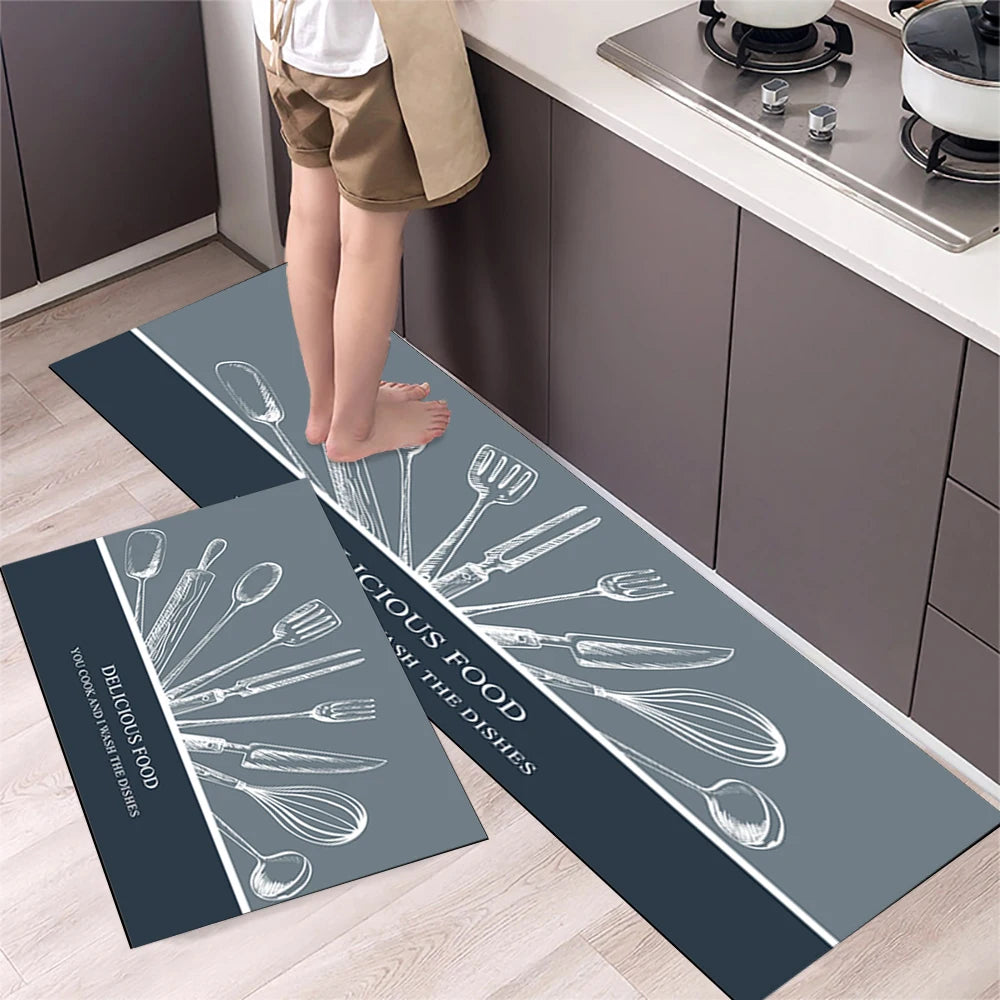 Non-Slip Kitchen Mat Set – Crystal Velvet Absorbent Rugs for Kitchen & Bathroom