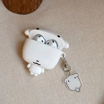 3D Cartoon White Dog AirPods Case with Pendant