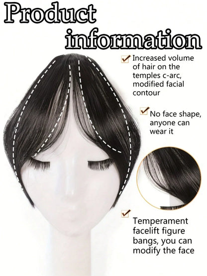 Clip-In Bangs Hair Extension – Synthetic Middle Part Fringe, Natural Seamless Look