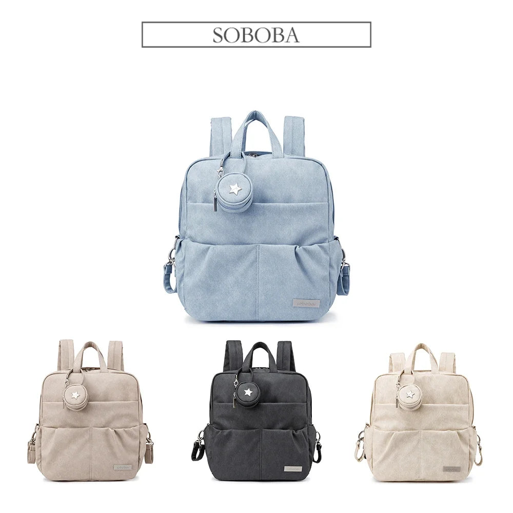 Soboba Large Capacity Waterproof Diaper Backpack with Pacifier Holder