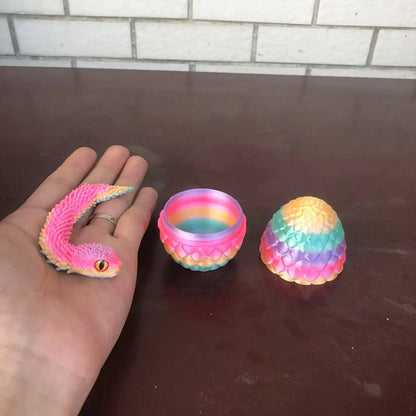 3D Printed Snake Egg Articulated Figurine – Desk Toy & Gift