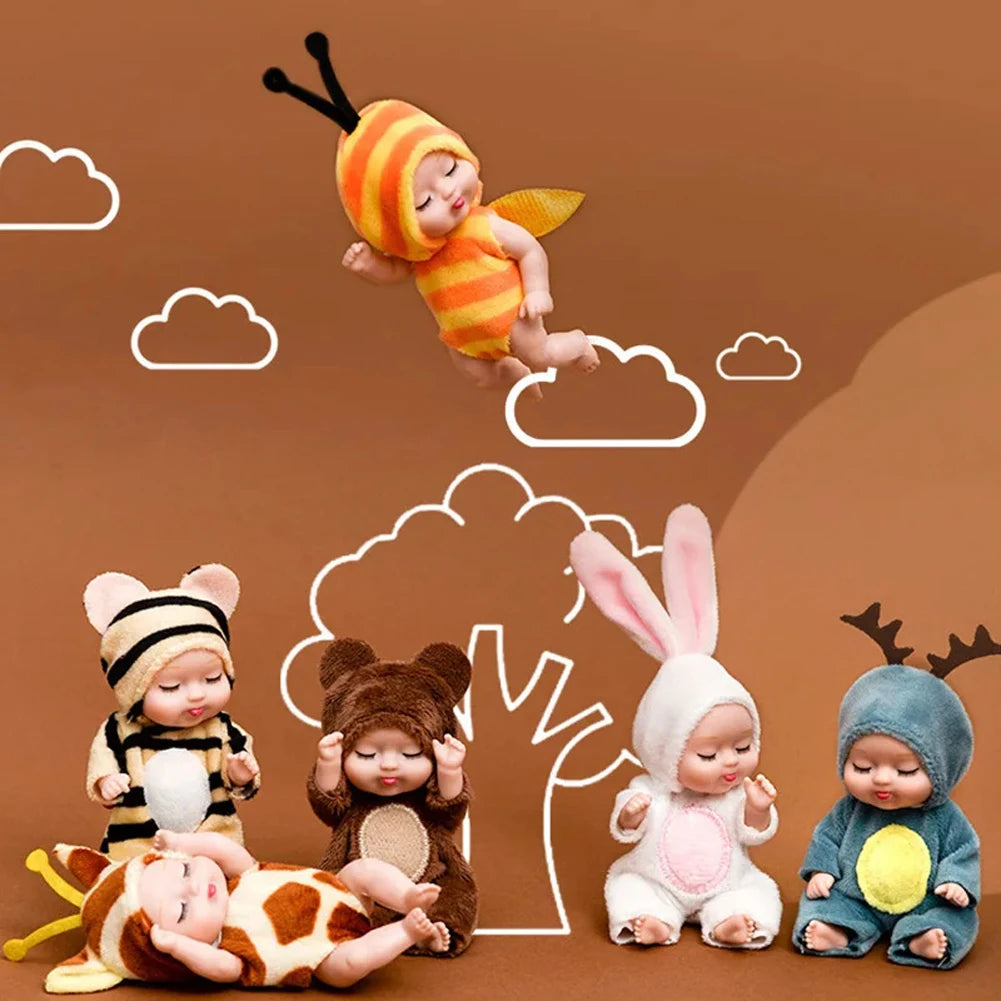 Mini Sleeping Baby Doll in Animal Costume – Cute Reborn Toy