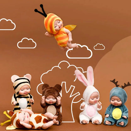 Mini Sleeping Baby Doll in Animal Costume – Cute Reborn Toy