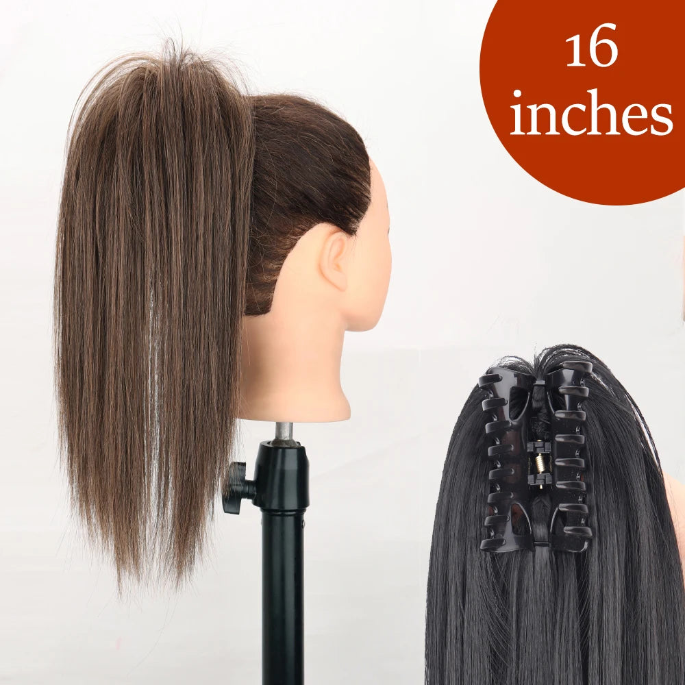 Claw Clip Ponytail Hair Extension 24 Inch Wavy Synthetic Heat Resistant