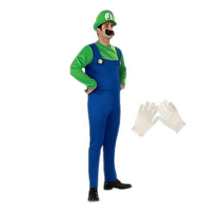 Super Mario Bros Plumber Halloween Costume Set with Hat & Gloves
