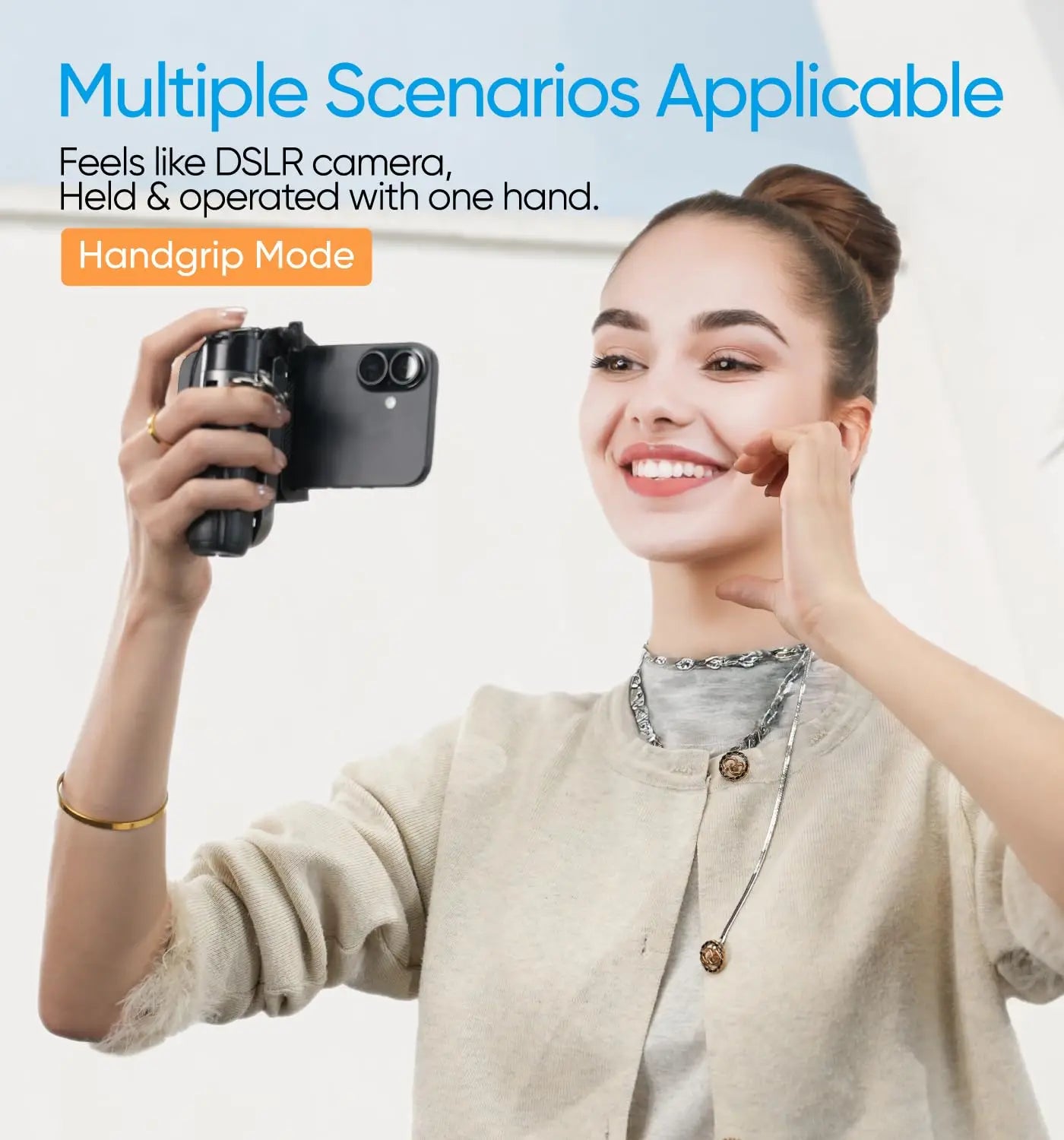 Mini Selfie Stick Tripod with One-Touch Remote & Carabiner Clip