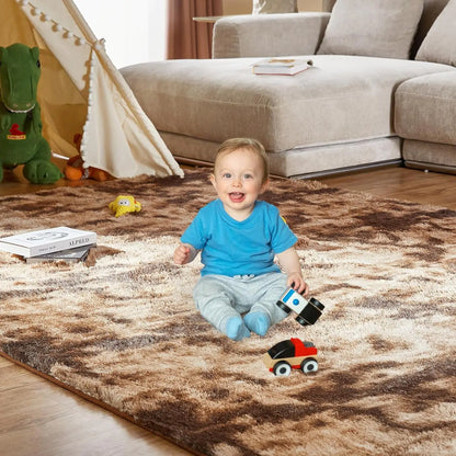 Tie-Dye Fluffy Plush Area Rug – Soft Shaggy Carpet for Living Room & Kids
