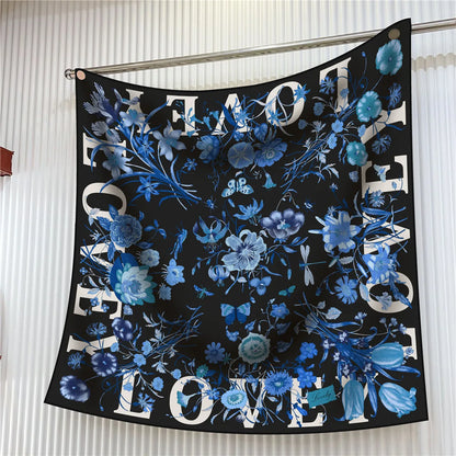 Luxury Silk Square Scarf Women Floral Paisley Print 90cm