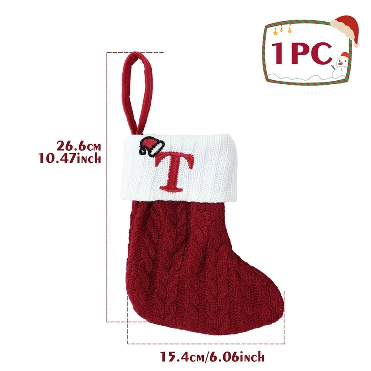 Christmas Alphabet Knit Stocking Ornament – 26 Letters