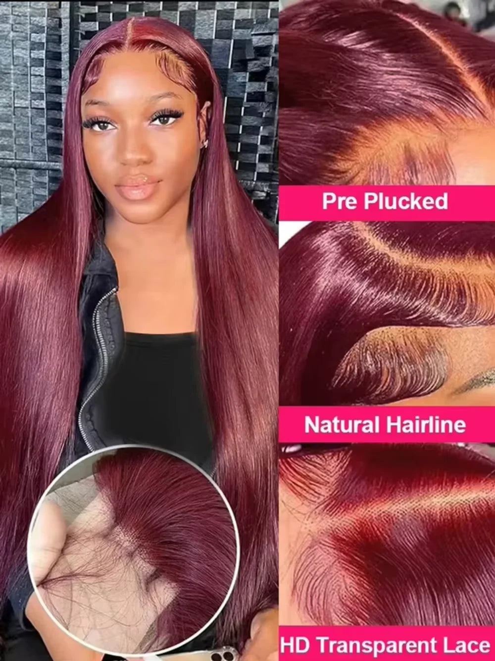 99J Burgundy 13x4 HD Lace Front Human Hair Wig – Straight