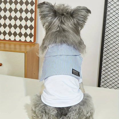 Casual Summer T-Shirt with Striped Scarf for Small & Medium Dogs
