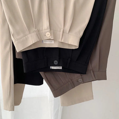 High Waist Straight Pants for Women – Loose Fit Office Trousers
