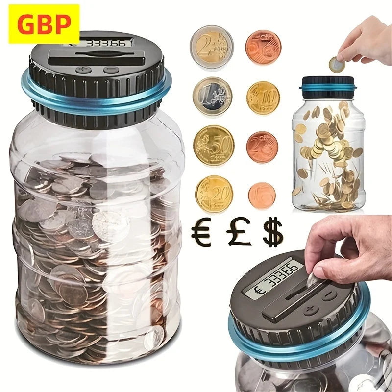 Digital Coin Counter Piggy Bank – Large Clear Savings Jar