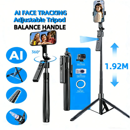 360° AI Face Tracking Selfie Stick Tripod with Remote