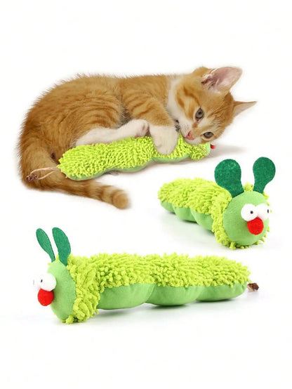 Catnip Plush Dumbbell Cat Toy – Soft Caterpillar Kick & Chew Toy
