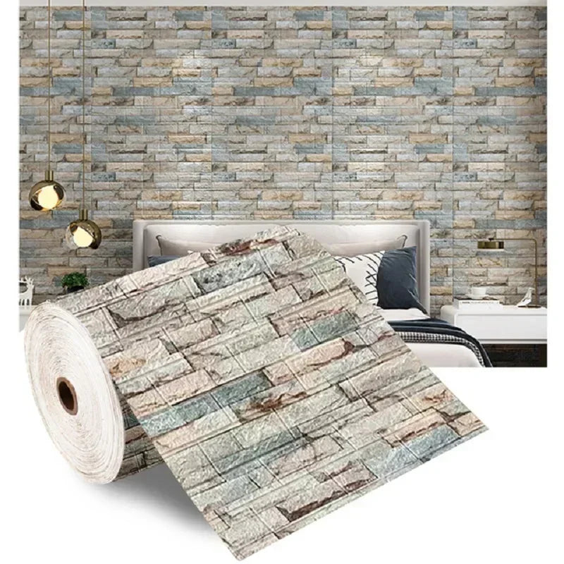 3D Self-Adhesive Foam Brick Wallpaper Roll | 27.6" Wide