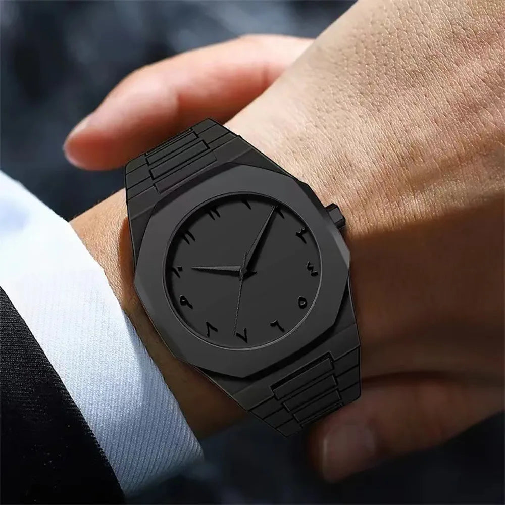 Men's Quartz Watch – Arabic Numeral Dial Steel Band