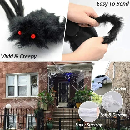Giant Plush Spider Halloween Decoration – Outdoor Horror Prop 30–200cm