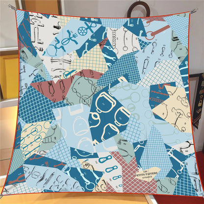 Women's Luxury Silk Square Scarf – 90cm Twill Print Bandana Shawl