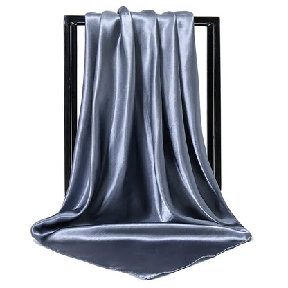 Satin Silk Scarf for Women – Solid Color Shawl & Hijab Wrap