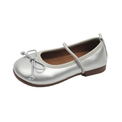 Girls Ballet Flats with Bow – Soft PU Leather Mary Jane Shoes for Kids & Toddlers