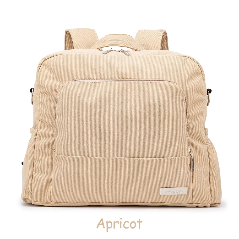 Diaper Backpack Large Capacity Corduroy Mom Bag