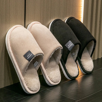 Men's Warm Plush Indoor Slippers – Non-Slip House Shoes