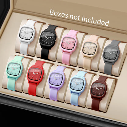Women's Silicone Band Quartz Watch Set – Casual Style
