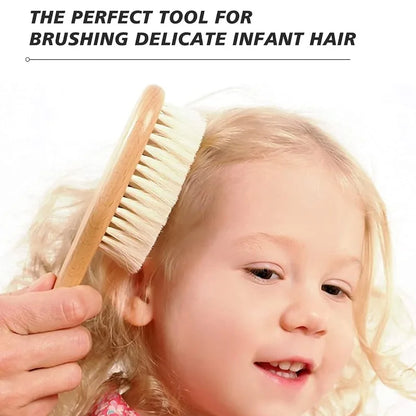 Baby Hair Brush & Wooden Comb Set – Newborn Grooming Kit