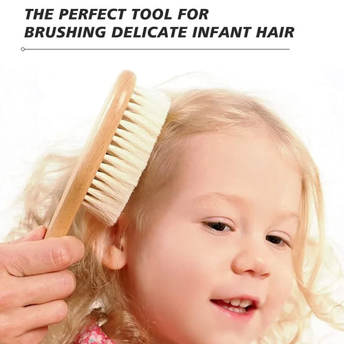 Baby Hair Brush & Wooden Comb Set – Newborn Grooming Kit
