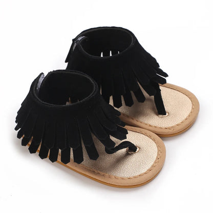 Baby Girl Tassel Sandals – Non-Slip Flat Princess Shoes