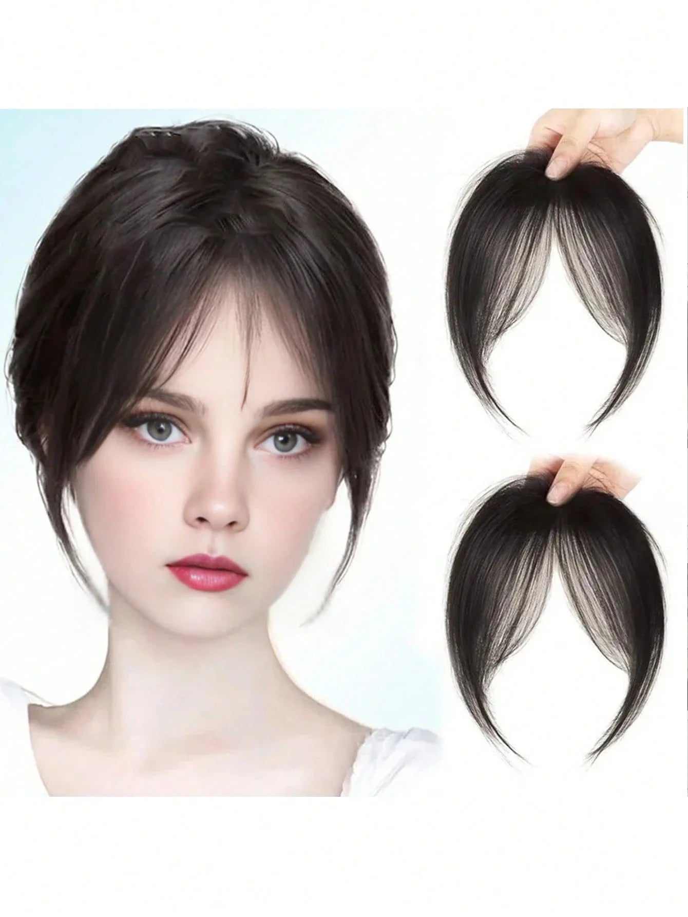 Clip-In Bangs Hair Extension Middle Part Natural Seamless Synthetic