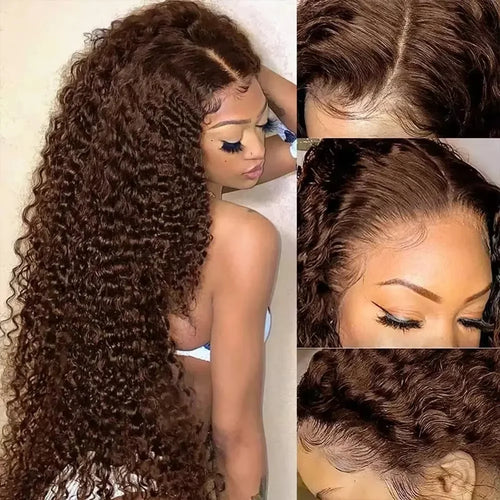 Chocolate Brown Deep Wave HD Lace Front Wig – 13x6, 180%/220%/250% Density