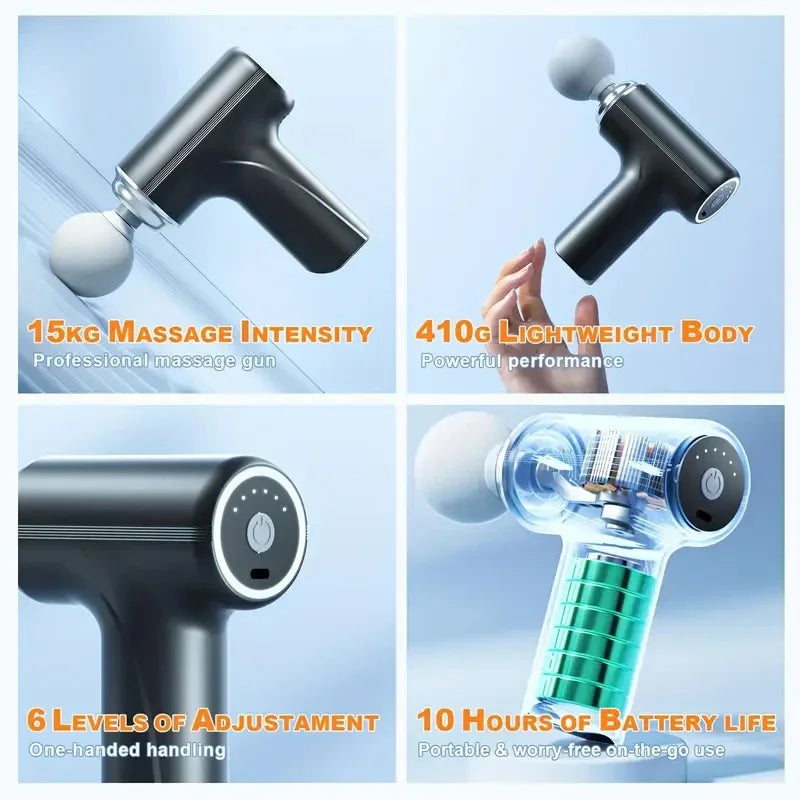 Massage Gun – Portable Electric Fascia Gun with 4 Heads