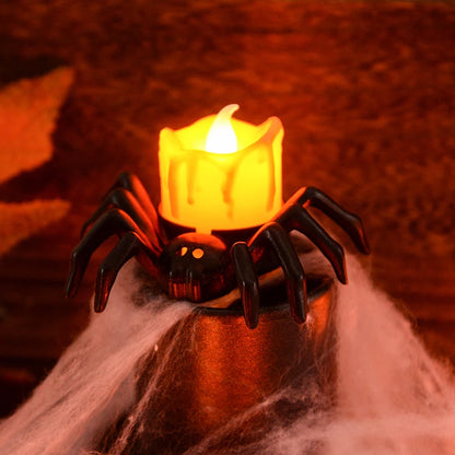 Halloween LED Spider Pumpkin Candle Light – Flameless Decoration Lamp