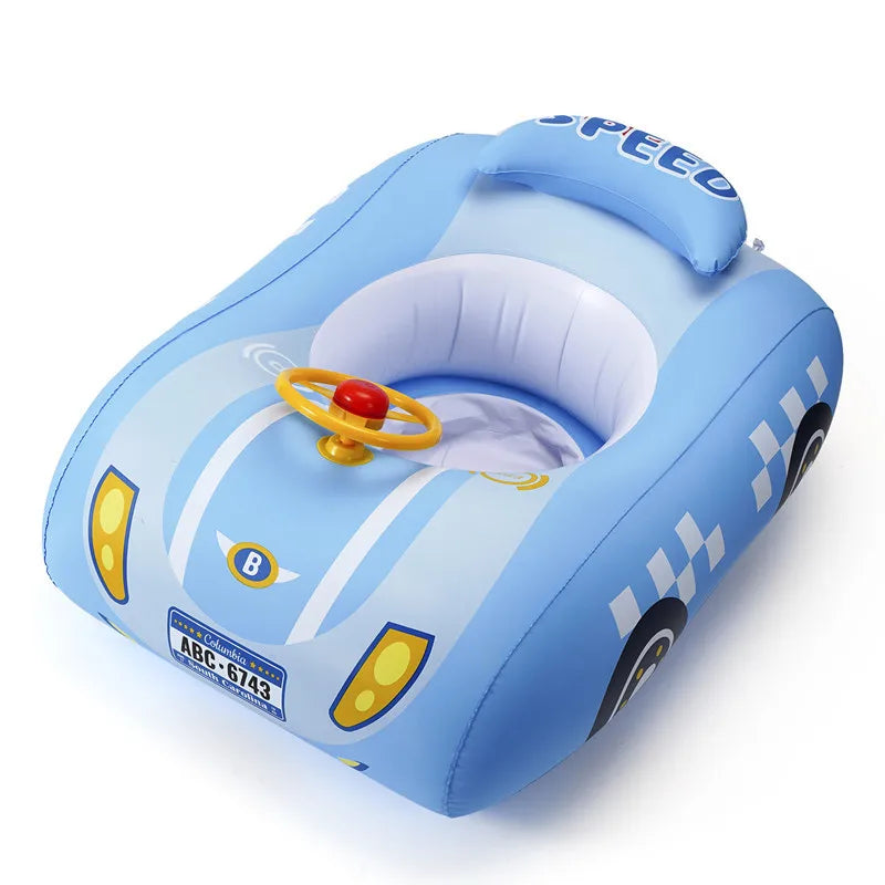 Kids Inflatable Pool Float Car Ride-On with Steering Wheel